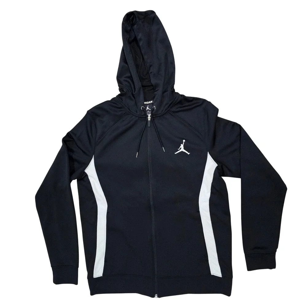Jordan Men M Black Full Zip Hoodie Athletic Jumpman Logo Sweatshirt